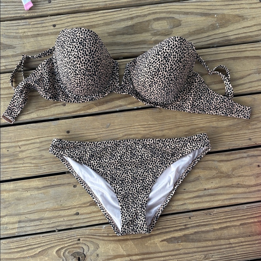 Shade & Shore Leopard Print Bikini Set - Beige/Black